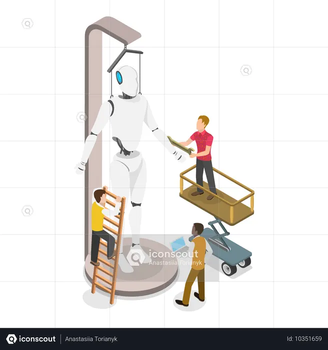 Tech Startup working on robot development  Illustration