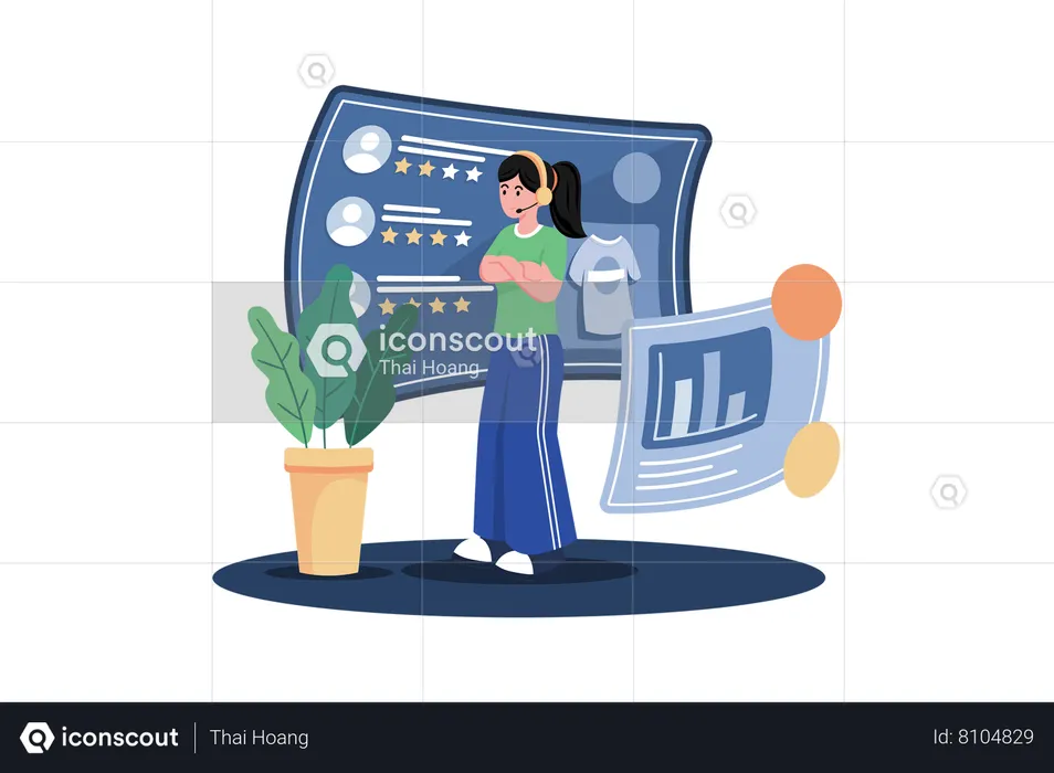 Tech support representative using customer feedback to improve technical support processes  Illustration