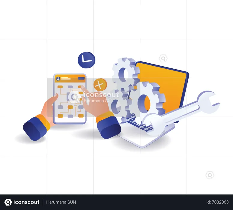 Technician computer application controller  Illustration