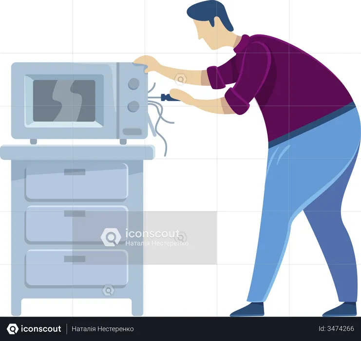 Technician fixing microwave  Illustration