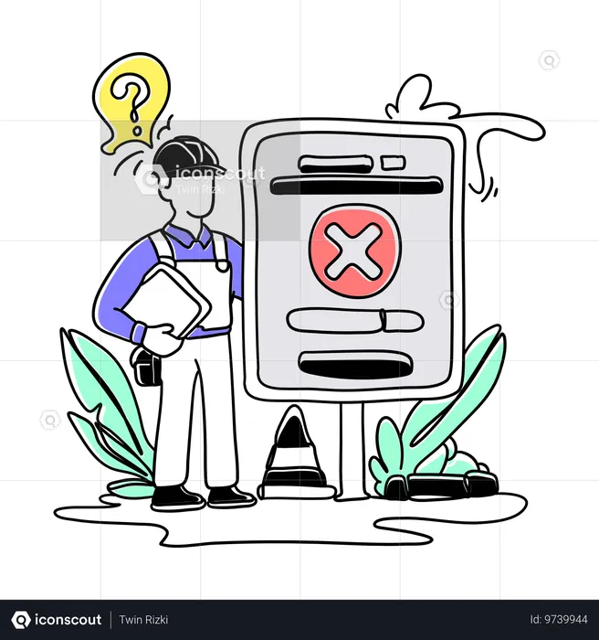 Technician solves system error  Illustration