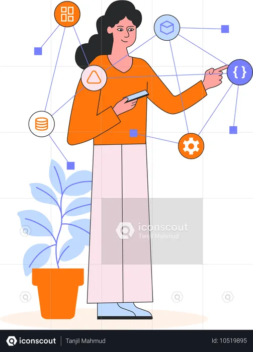 Technician working on app management  Illustration