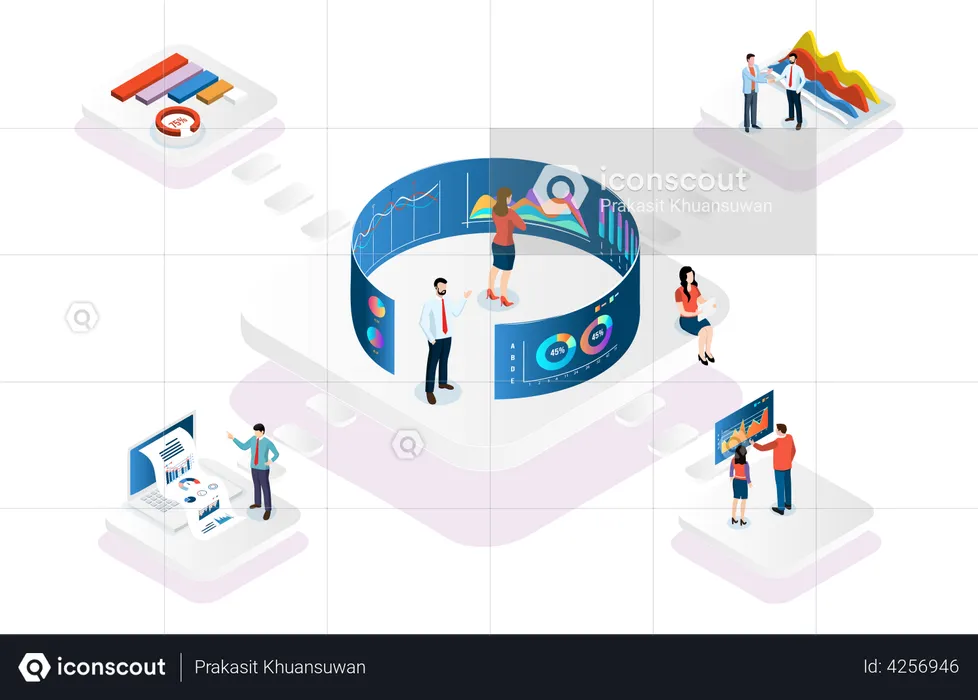 Technologie de cloud computing pour l'analyse commerciale  Illustration