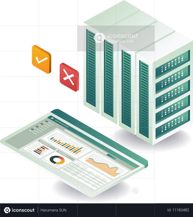 Technologie d'analyse des données du serveur cloud  Illustration