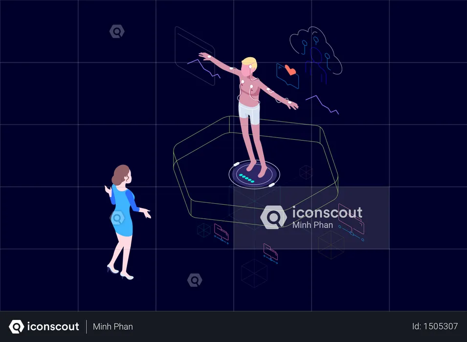 Technologie de soins de santé avec concept avancé de diagnostic par numérisation  Illustration