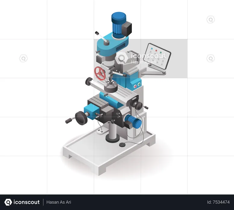Technology Automated cnc industrial computer lathe and drill machine tool  Illustration