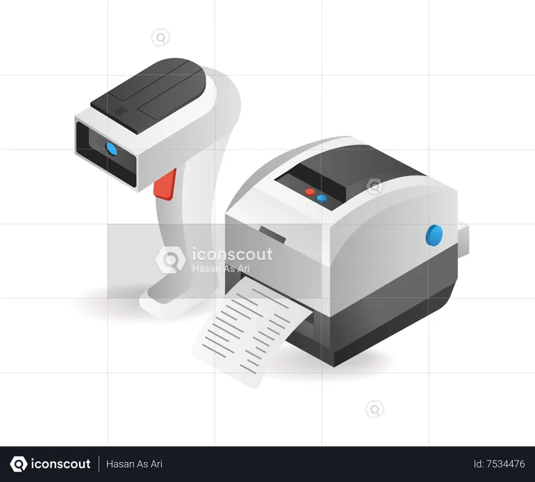 Technology Barcode scan tool and note print  Illustration