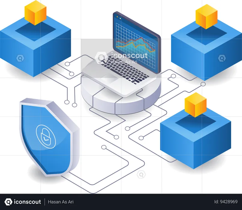 Technology business analysis network  Illustration