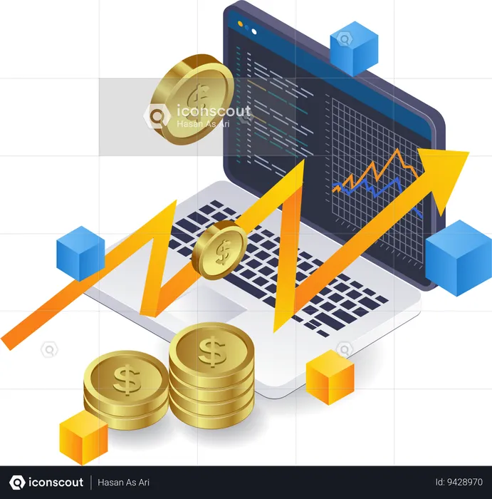 Technology business blockchain analysis  Illustration