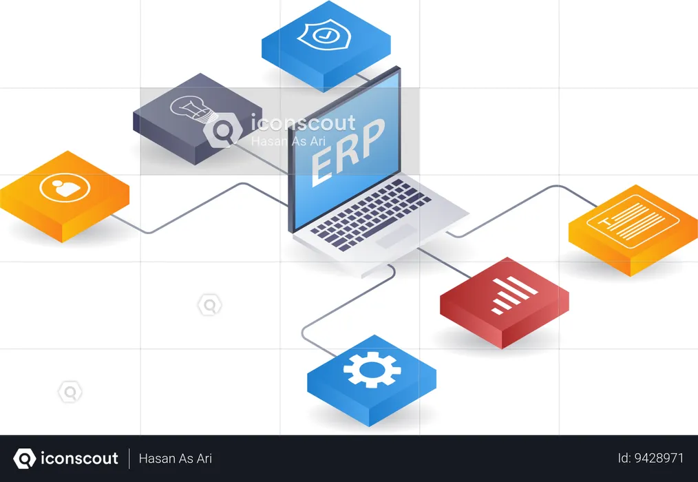 Technology business ERP network developer computer  Illustration