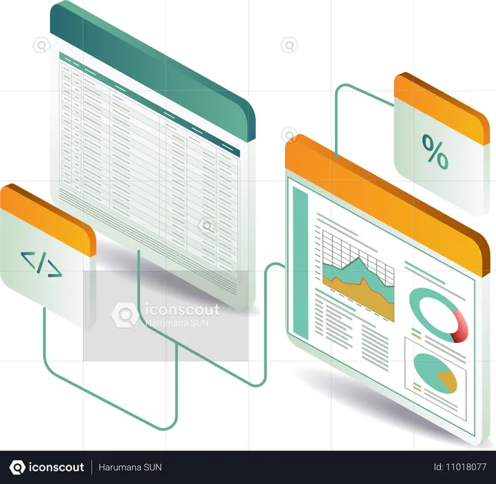 Technology business growth analysis data details screen  Illustration