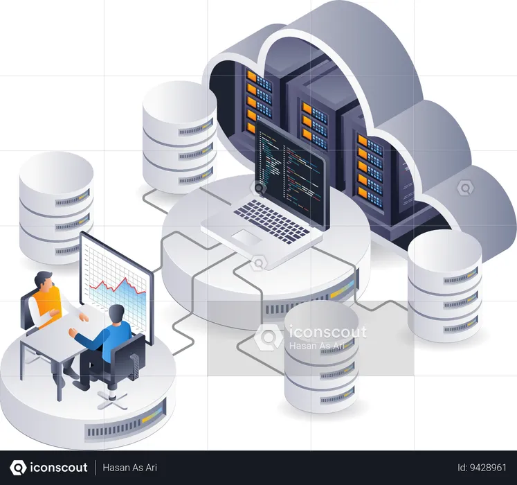 Technology cloud server computer analysis management  Illustration