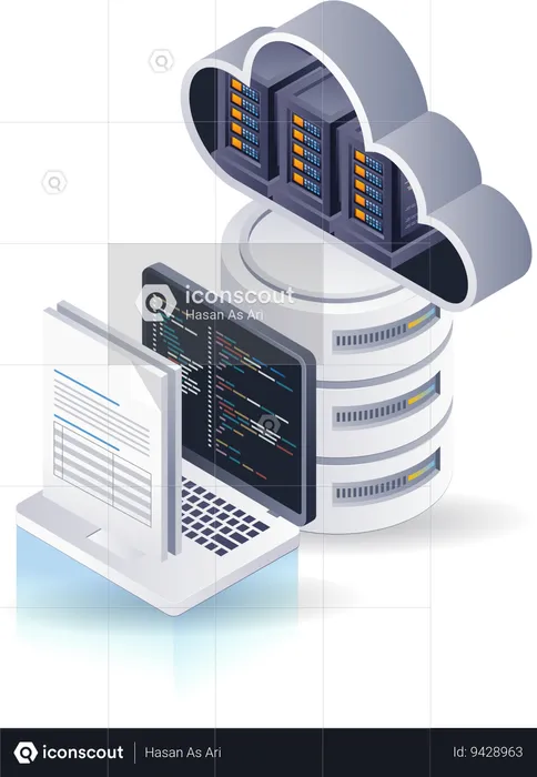 Technology cloud server computer data  Illustration