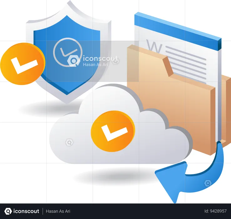 Technology cloud server data security  Illustration