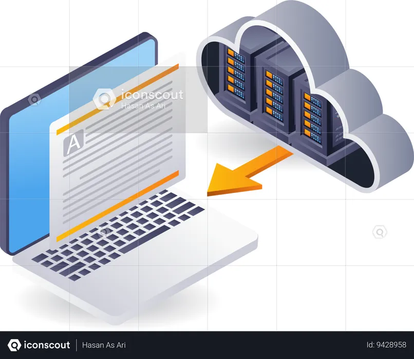 Technology cloud server data transfer  Illustration