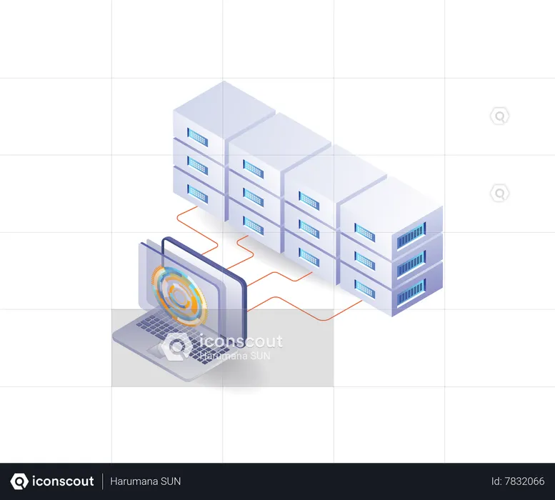 Technology cloud server digital transformation button  Illustration