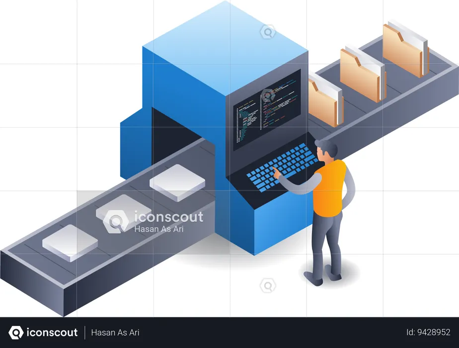 Technology data processing machine  Illustration