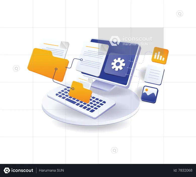 Technology digital folder network  Illustration