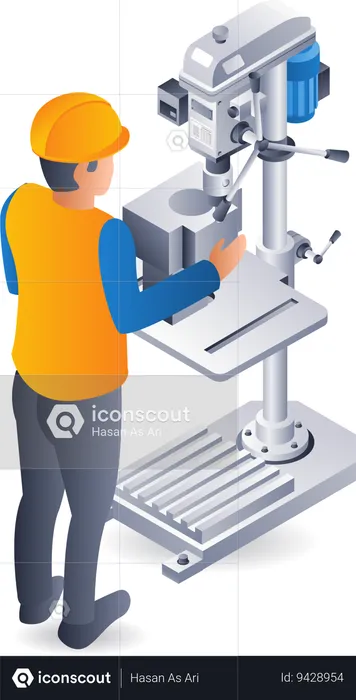 Technology manual drilling machine system operator  Illustration