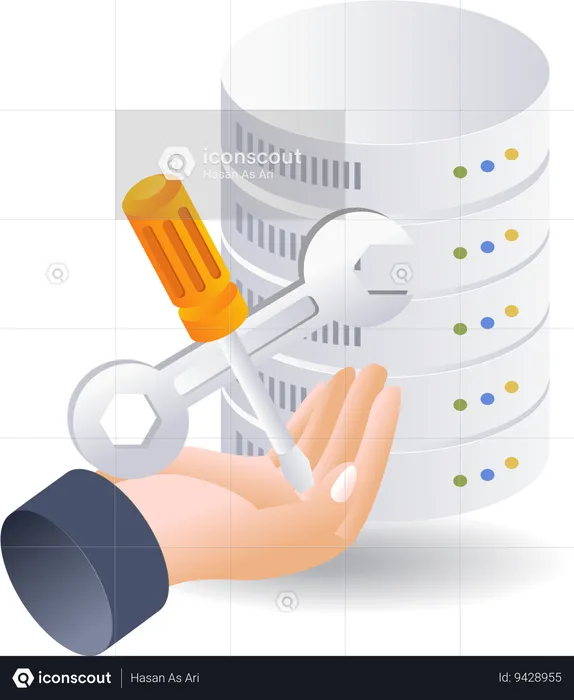 Technology server database maintenance service  Illustration
