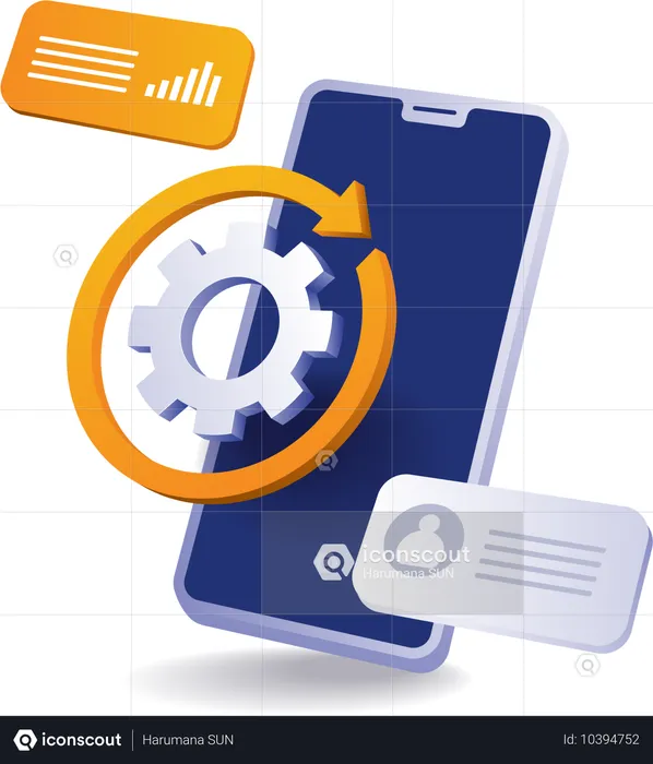 Technology smartphone app gear loop  Illustration