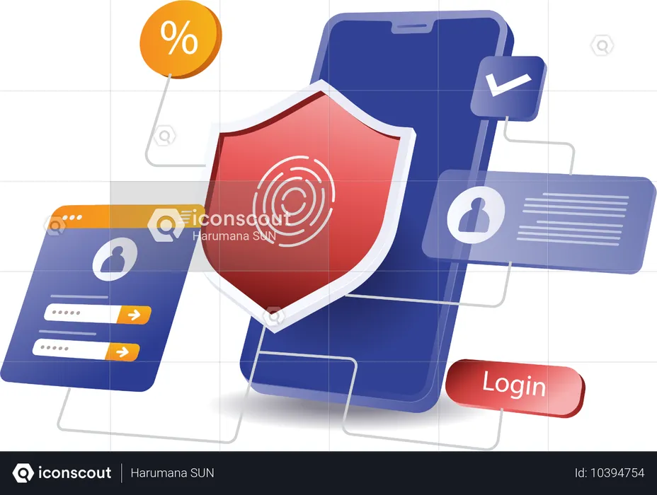 Technology smartphone security account application  Illustration