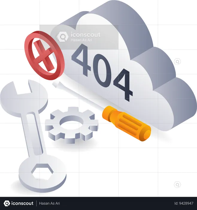 Technology system error code 404 repair cloud symbol  Illustration