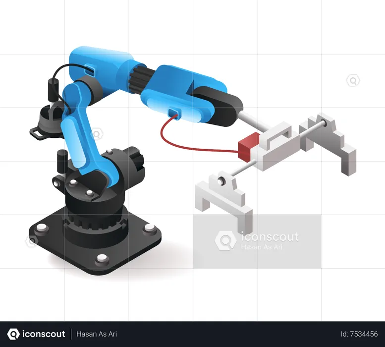 Technology Tool robot arm transporting packaging industry with artificial intelligence  Illustration