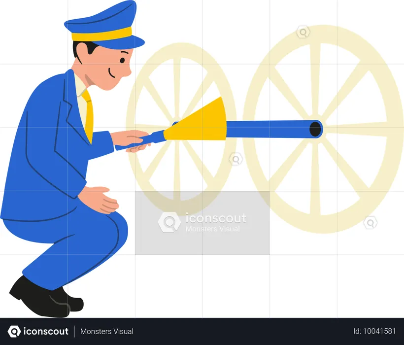 Técnico repara rueda de tren  Ilustración