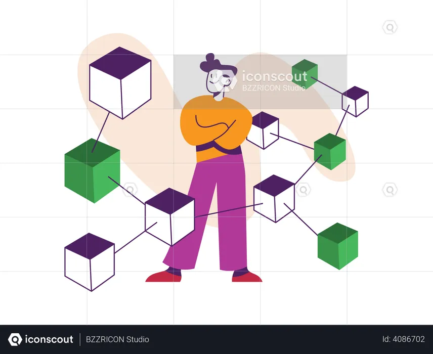 Tecnología de cadena de bloques  Ilustración