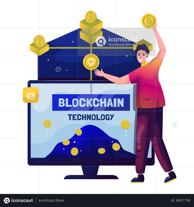 Tecnologia Blockchain  Ilustração