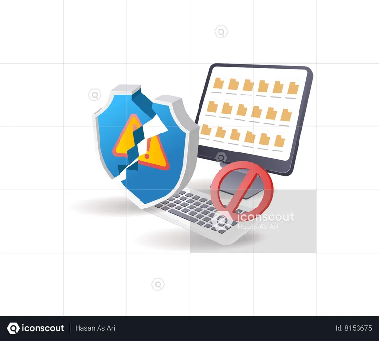 Tecnologia de aviso de segurança de dados no computador  Ilustração