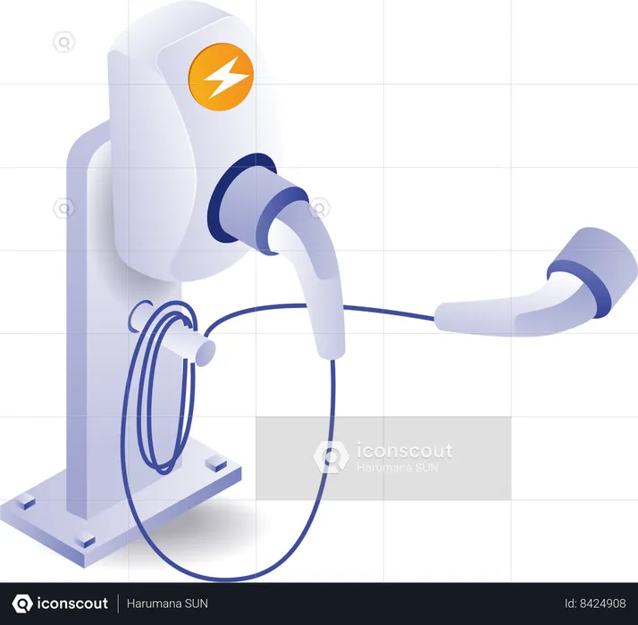 Tecnología de carga de baterías de coches eléctricos  Ilustración