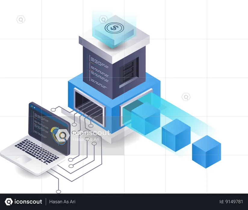 Desenvolvimento de tecnologia de gerenciamento de servidor de dados corporativos  Ilustração