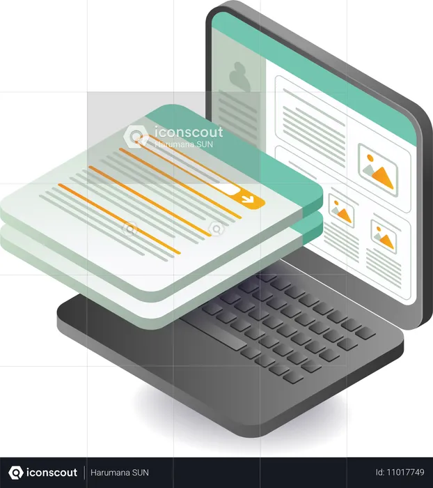 Tecnología de información de datos en línea  Ilustración