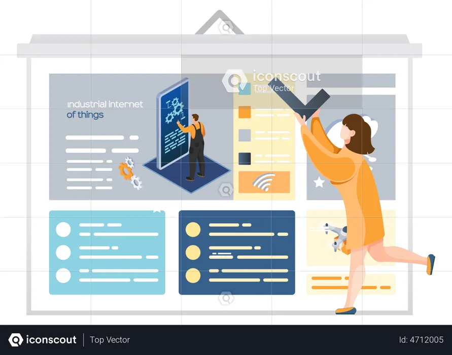 Tecnologia IOT usada na indústria  Ilustração