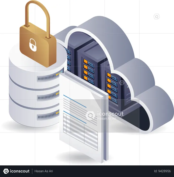 Chave de segurança de dados do servidor de nuvem de tecnologia  Ilustração