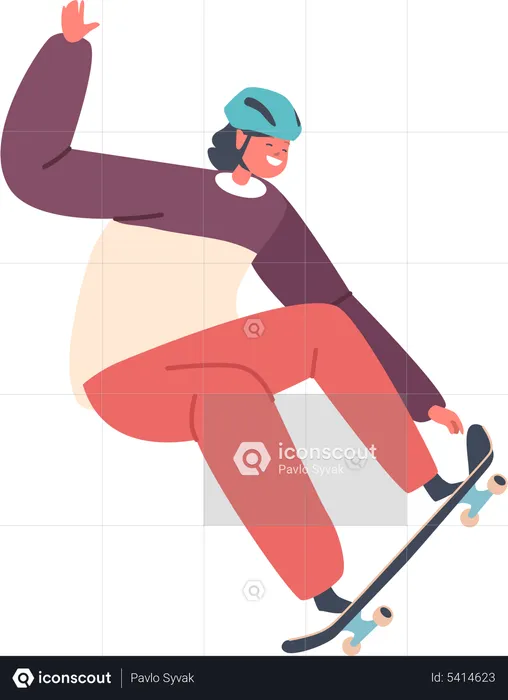 Teen Boy Skateboarding  Illustration