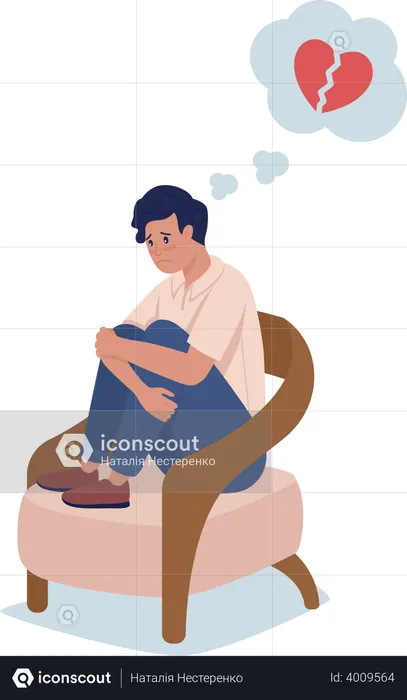 Teen Boy With Broken Heart  Illustration