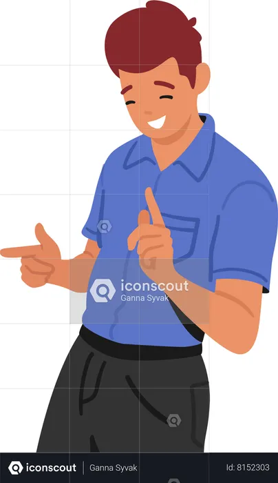 Teenage Boy Confidently Strikes Pose  Illustration