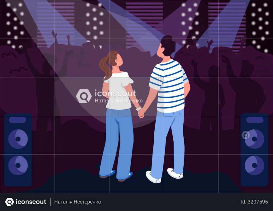 Teenage couple in club  Illustration