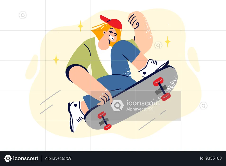 Teenage girl riding skateboard  Illustration