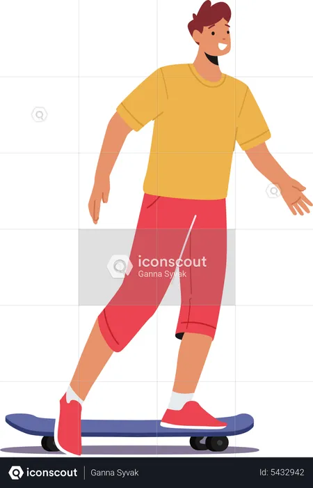 Teenager Boy Riding Skate Board  Illustration