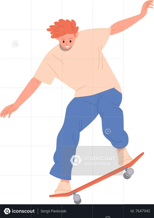 Teenager boy training longboard riding  Illustration