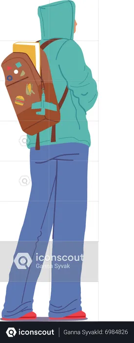 Teenager Carrying Open Backpack With Book  Illustration