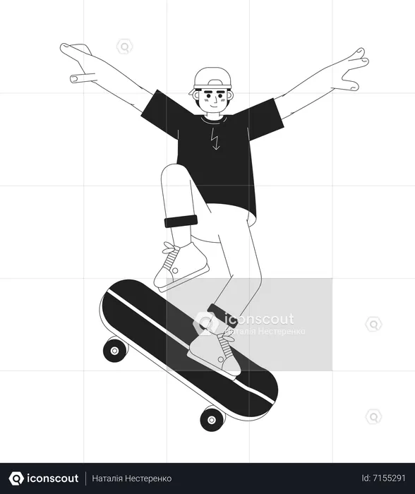 Teenager fährt Skateboard  Illustration