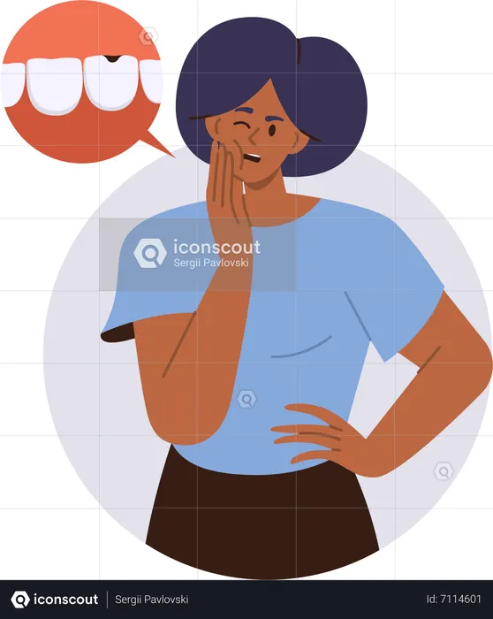Teenager girl suffering tooth pain  Illustration