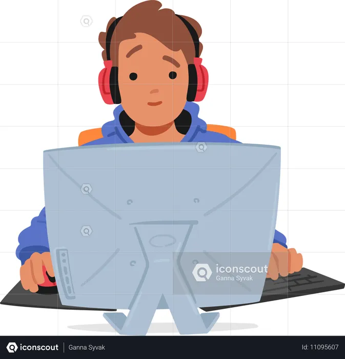 Teenager In Headset Navigates Embodying Web Safety Through Secure Browsing Practices  Illustration