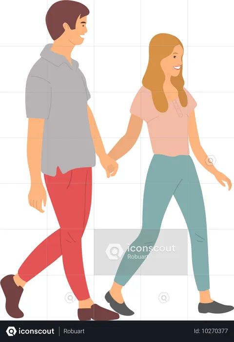 Teenagers Holding Hands in garden  Illustration