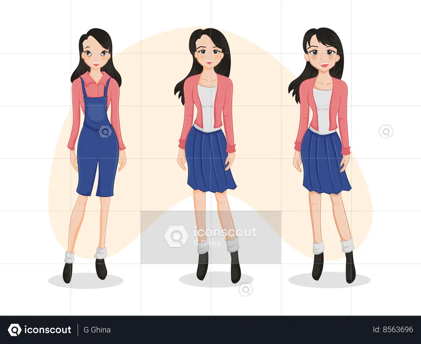 Teengirls with school uniform  Illustration